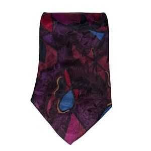 x'andrim Mens Silk‎ Italian Tie Abstract Geometric Purple Burgundy Blue Necktie